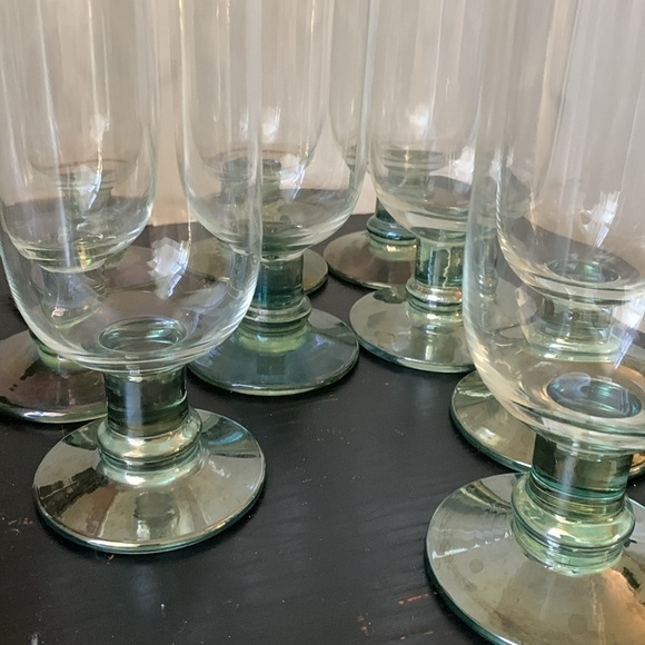 Vintage Dansk Genna Green Water Goblet Set of 9 Stemware Iridescent Green Clear - Picture 5 of 11